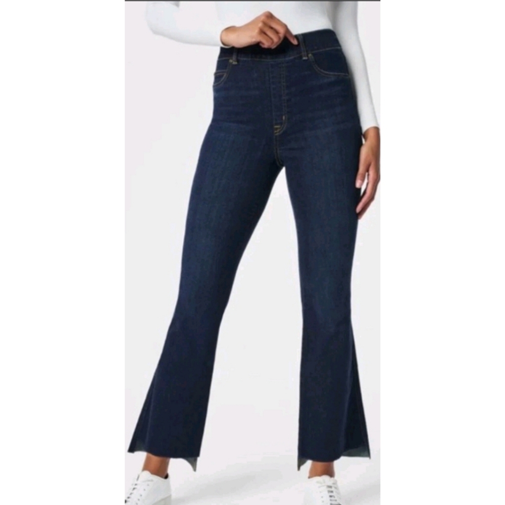 🆕️ SPANX FLARE JEANS Step Hem Kick Flare Jean Resortwear SMALL Tall 70s